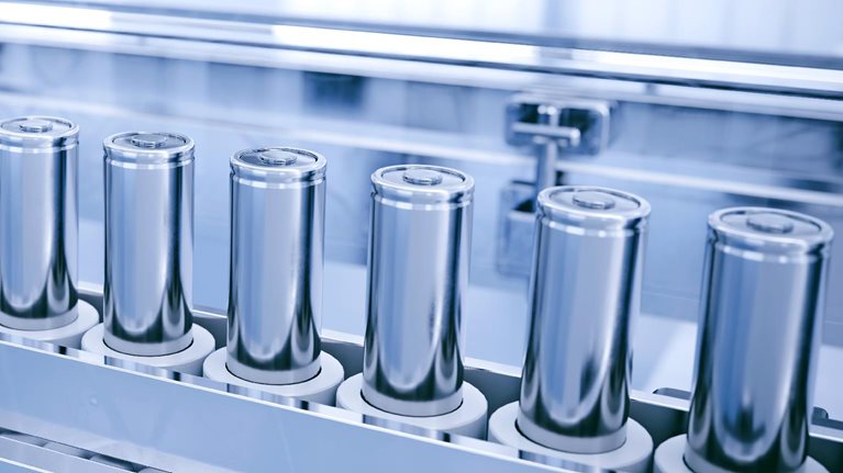 Production line for lithium battery cells for the automotive or e-bike industry.