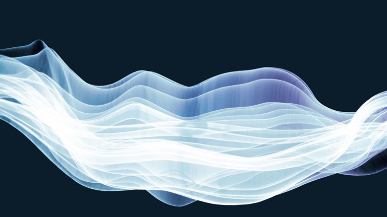 A floating white ribbon