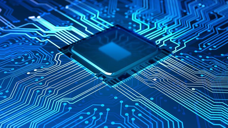 Semiconductor and circuit board - stock photo